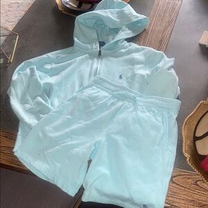 Polo Ralph Lauren Light Blue Hoodie and Shorts Set